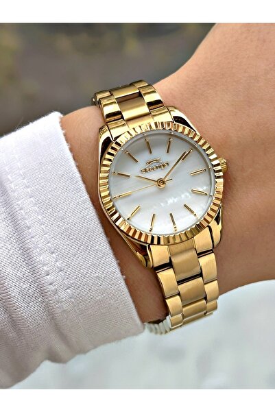 Slazenger ساعة يد نسائية بسوار فولاذي وهيكل فولاذي ذهبي اللون 2457MR