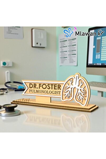Mlawan Personalized Wooden Desk Name Plate Pulmonologist Doctor Office Sign