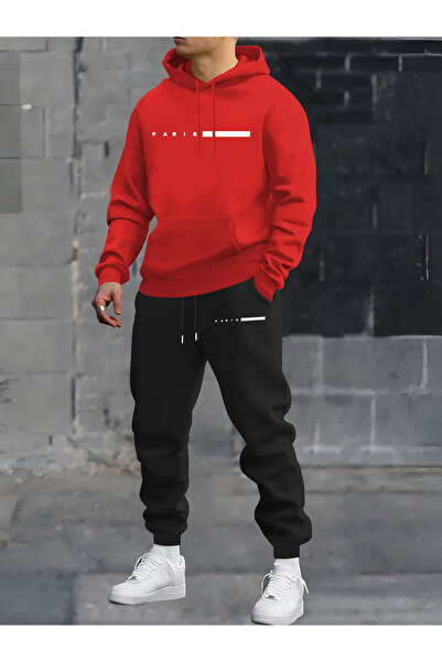 mercoledi Paris Summer Printed Hooded Top and Jogger Bottom Tracksuit Set