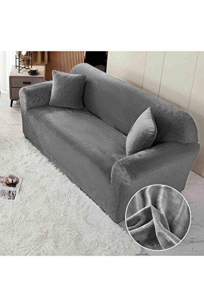 OEM Elastic velvet cover, 2-seater sofa, with arms. Grey