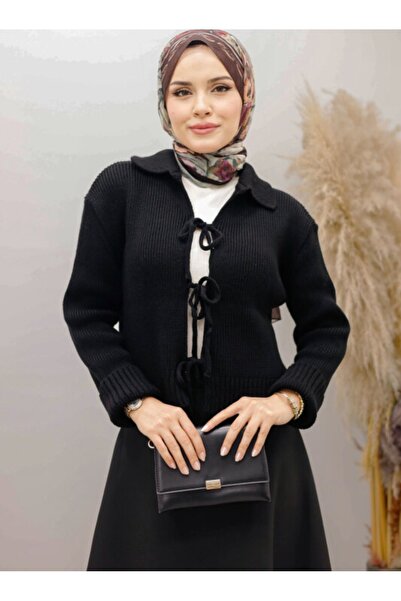EAS GİYİM Lace-Up Collar Knitwear Cardigan