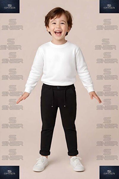 SS SİNSER Παντελόνι σε στυλ για αγόρια με ελαστική μέση και διπλωμένο τελείωμ...