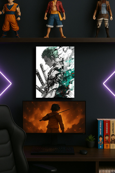 EABASKI Poster metalic "Zoro One Piece" cu imprimeu " , Anime, Tablou decorat...