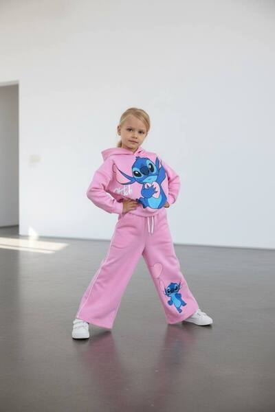 ARBİ kids طقم مكون من قطعتين باللون الوردي للفتيات من ستيتش بغطاء رأس