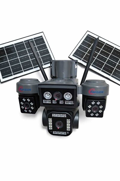 Esvision CenTECH ES Vision 5704 Çift Solar Panelli 4 Lensli Kablosuz Dış Meka...