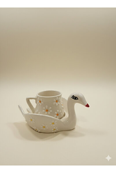 hesperides Handmade Ceramic Daisy Patterned Swan Cup