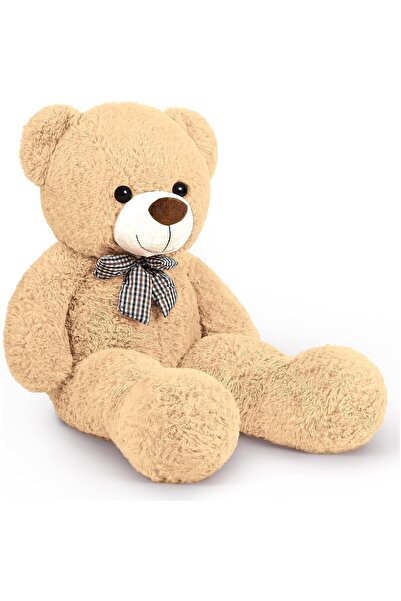 AyrStore Sevgiliye Özel Hediye - 140 cm Papyonlu Peluş Ayıcık (Bej)