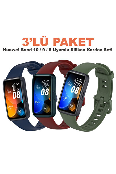 Dexmon Huawei Band 10 / 9 / 8 Compatible 3-Pack Silicone Cord Set with Buckle...