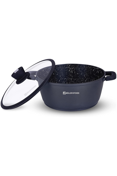 Muller Kitchen Die-Cast Aluminum Casserole 36 Cm 13.4L, Marble Nonstick Coati...