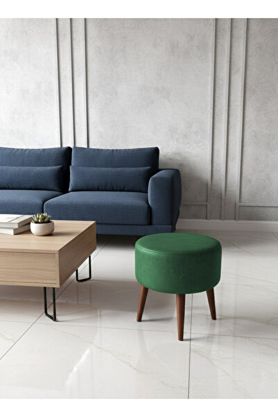 kayserhome Modern Deri Puf 40 cm | Salon – Antre – Yatak Odası | Ahşap Ayaklı...