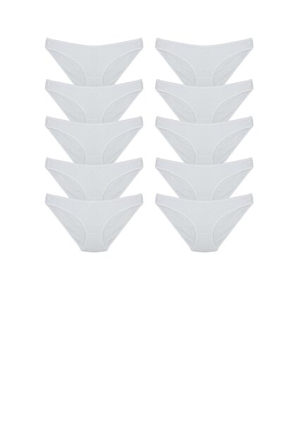 Roft & Pink Women's 10-Pack White Heart Bikini Panties 100% Cotton Panties Ma...