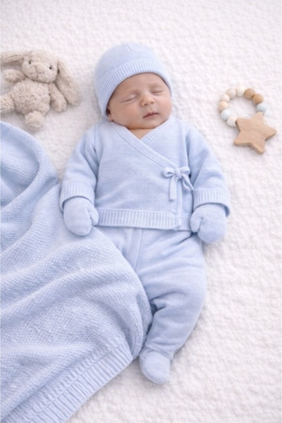 Superbaby Modify knitted newborn set 6 pieces – blouse, pants, hat, gloves, b...