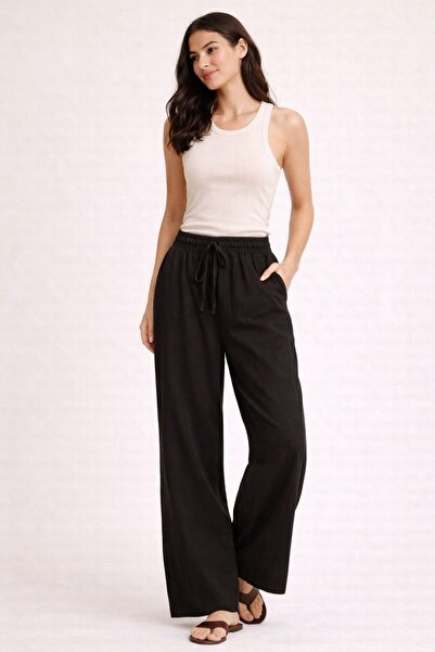 MG GİYİM STORE Women's Wide-Leg Elastic Waist Pants - Comfortable Fit, Casual...