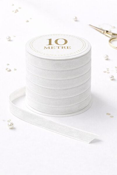 Ak Tuhafiye White Velvet Ribbon 1 cm – 10 Meters |   Decoration, Wedding, Eng...