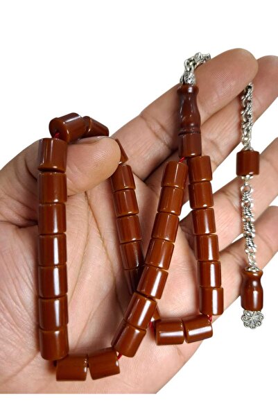 Cekke Tesbih Original Crimped Amber 9*10 mm Roasted Suitable for Daily Use Pr...