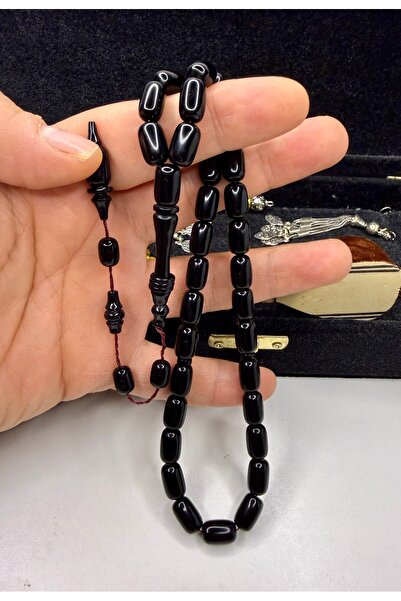 İskenderun Tesbihcilik سبحة عنبر إيمامي مضغوطة بحلقات سوداء من الداخل والخارج...