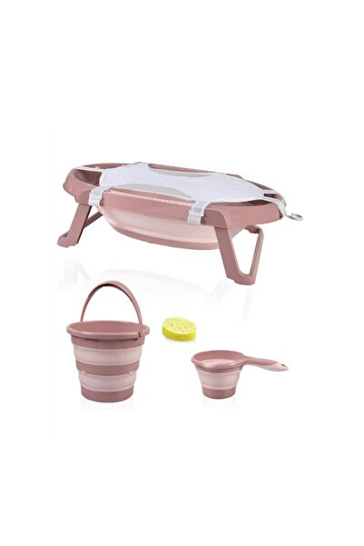 NW NessiWorld Folding Bathroom 5-Piece Bathtub Set 596 Salmon