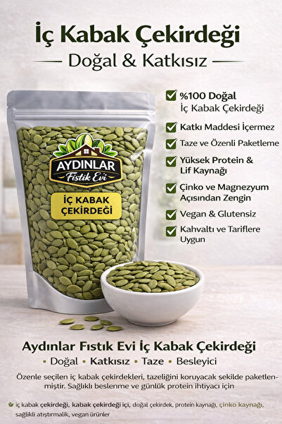 AYDINLAR FISTIK EVİ Çiğ İç Kabak Çekirdeği Doğal 500gr – Katkısız, Taze Hasat...