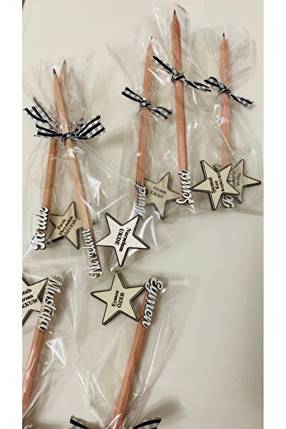 Lazerika Karne hediyesi Kişiye özel isimli kurşun kalem (10’lı set) hediye pa...