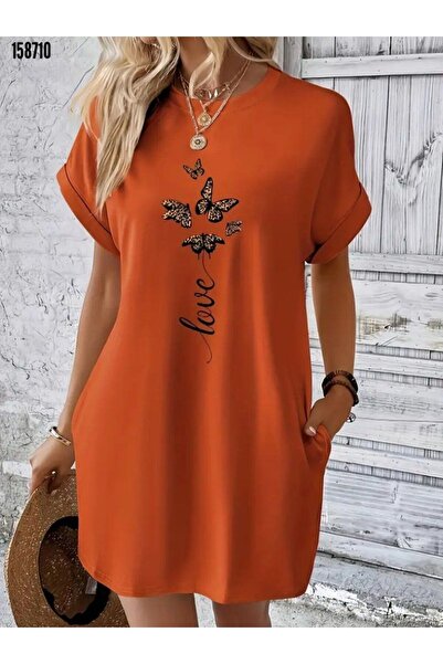 Valeria Butik 🧡   Γυναικείο φόρεμα Love με τύπωμα με λεπτομέρεια πεταλούδας ...