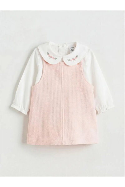 LC Waikiki LCW baby Pembe Bebe Yaka Çiçekli Kız Bebek Salopet Elbise