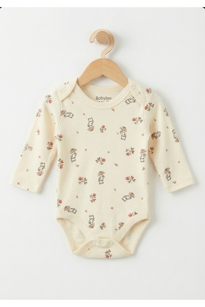 Lily and Co Digital Floral Patterned Small Long Sleeve 2-Piece Girl's Bodysuit