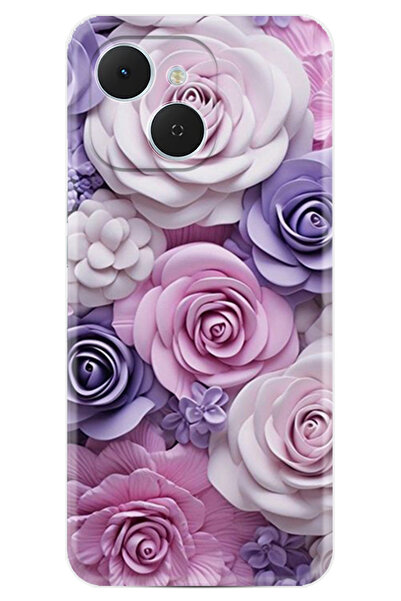 TECNO Spark 40C (KM4n) Kılıf Boutique Baskılı Resimli Mor Güller Pcode -029