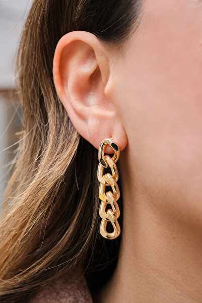 ByFlorya Jewelry Vip Gurmet Küpe Çelik Uçlu Metal Sallantı Küpe 4.5cm