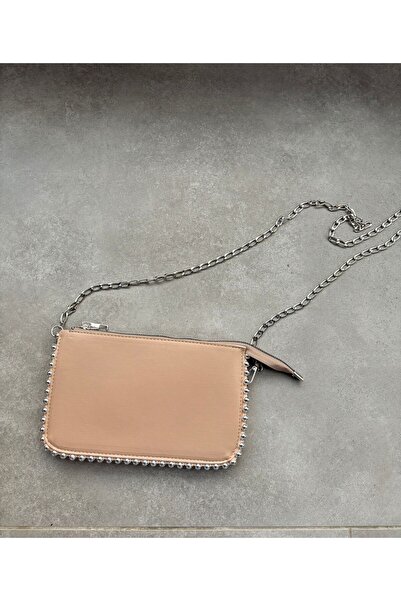 Larolina Stores Cream Faux Leather Suede Women's Studded Crossbody Bag with S...