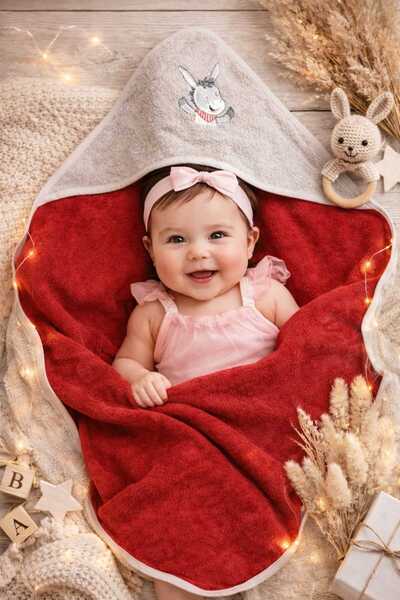 krm kerem bebe منشفة حمام للأطفال والرضع مصنوعة من القطن بنسبة 100% مع غطاء ر...