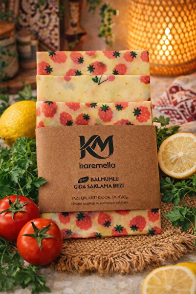 Karemella %100 Organik ve Doğal Balmumlu Tekrar Kullanılabilen Balmumu Gıda S...