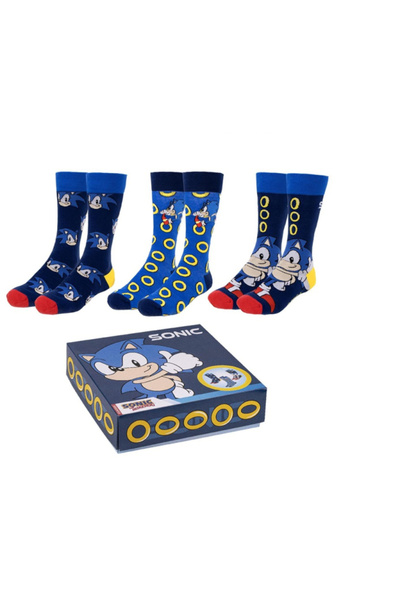 Sonic Set of 3 pairs of long socks in gift box, 40-46 EU
