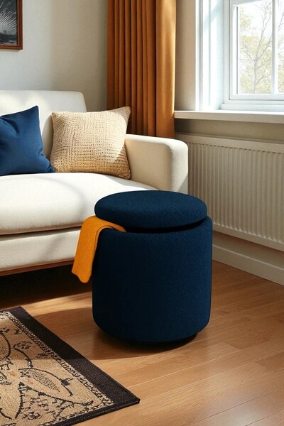 eda hacıoğlu edam bedding group Teddy Kumaşlı Sandıklı Yuvarlak Puf