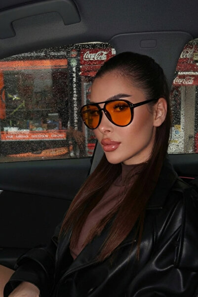 GlimmerGroove Unisex Black Orange Glass Drop Model Sunglasses |   Uv400 Prote...