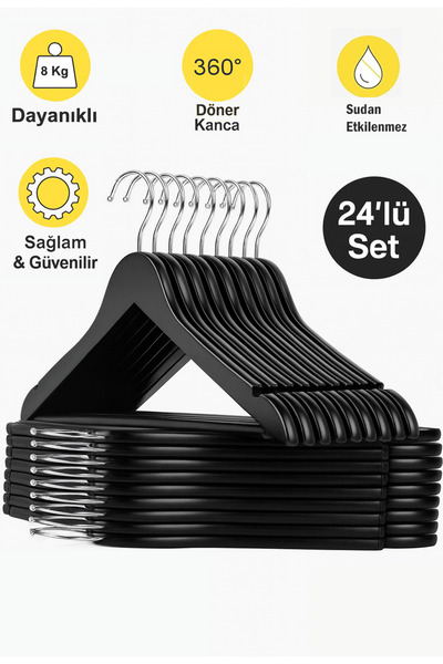 Lorien 24 Pieces of Clothes Hangers Wooden Look Hangers a Quality Plastic