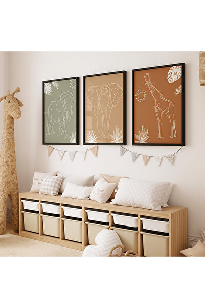 NT Handmade Σετ ζωγραφικής τοίχου από MDF με αφηρημένα σχέδια ζώων, προστατευ...