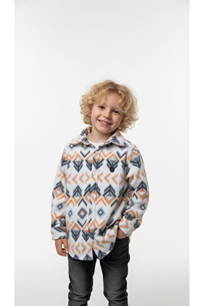 RBL COLLECTİON Erkek Çocuk Yumuşak Havlu Dokulu Desenli Polar Gömlek