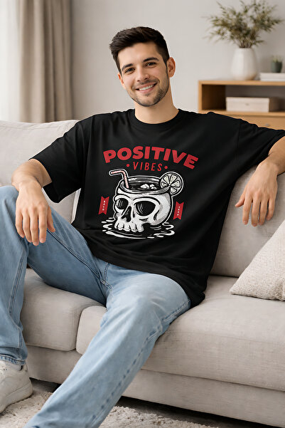 ArtYus Positive Vibes Printed Unisex Oversized T-Shirt