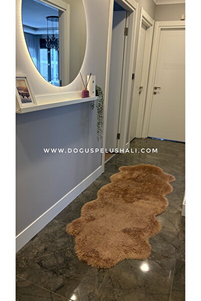 Doğuş Peluş Halı Tavşan Camel Yumuşak Dokulu Peluş Halı Çift Kafa Post