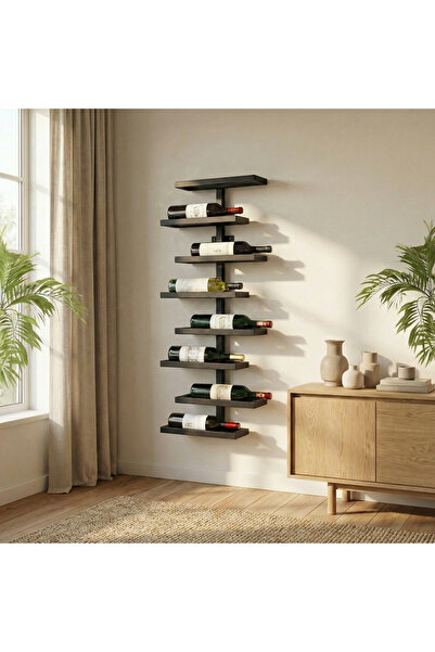 lacody 8 Şişelik Duvara Monte Şaraplık | Endüstriyel Modern Metal Tasarım