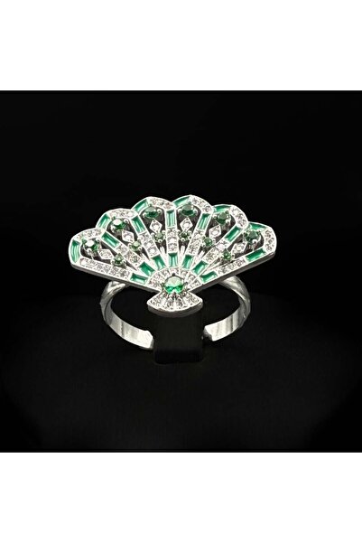 Generic Zircon ring, diamond-quality, special edition, mixed silver and green...