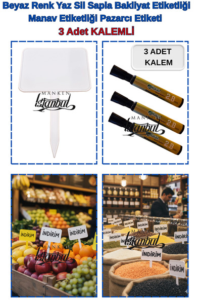 Manken İstanbul 50 قطعة من أقلام الكتابة مع ملصقات كبيرة الحجم للبقالة والسوق