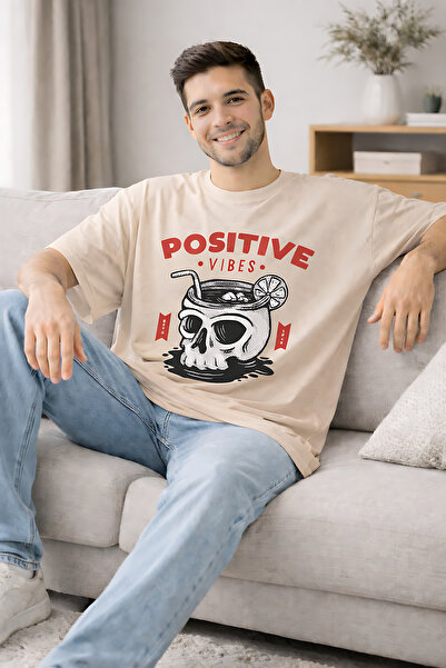 ArtYus Positive Vibes Printed Unisex Oversized T-Shirt