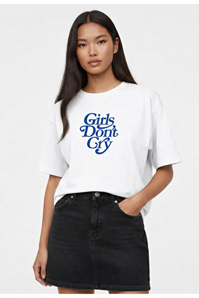 LORVEX Tricou oversize DONT CRY, imprimat, 100% bumbac, pentru femei