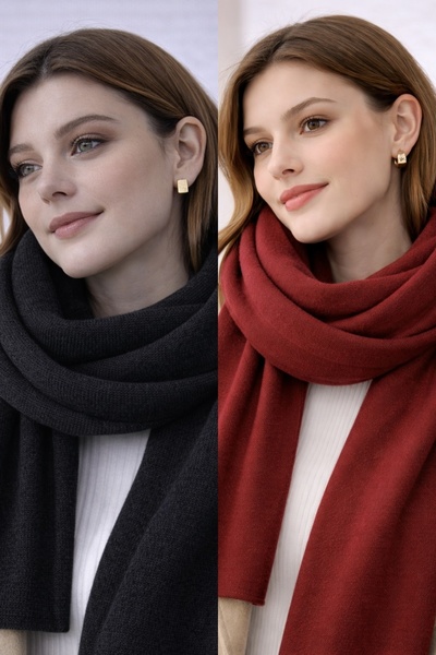 Noi Belis Women's Puffy Soft Textured Knitwear Scarf Aw25At0002