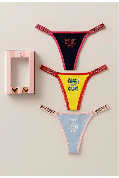 Kelebeklingerie 3-Pack Lace Vs Stone Printed Fancy Panties