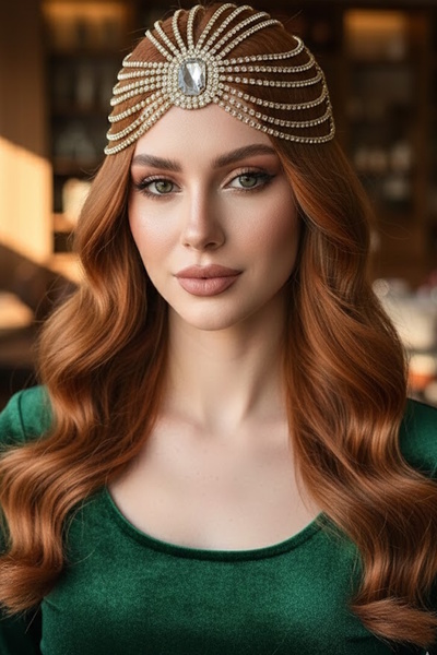 CAŞ DEKORASYON Gold Color Stone Hair Accessory Henna Accessory