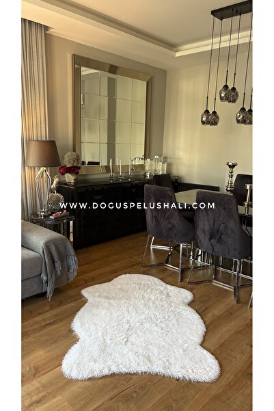 Doğuş Peluş Halı Tavşan Beyaz Yumuşak Dokulu Peluş Halı Tek Kafa Post
