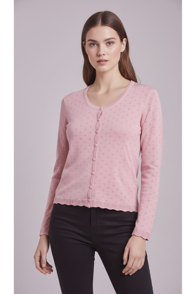 Digz fashion 100% Organic Cotton Pink Knitwear Buttoned Cardigan