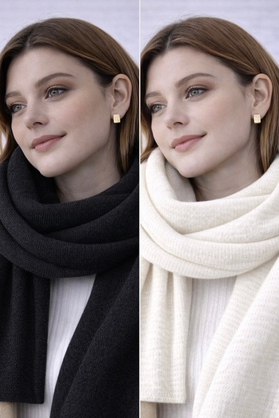 Noi Belis Women's Puffy Soft Textured Knitwear Scarf Aw25At0002